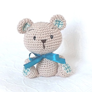 Maci horgolt marok állat - türkiz - szalag - amigurumi -horgolt figura - játék & sport - plüssállat & játékfigura - maci - Meska.hu