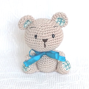 Maci horgolt marok állat - türkiz - szalag - amigurumi -horgolt figura - Meska.hu