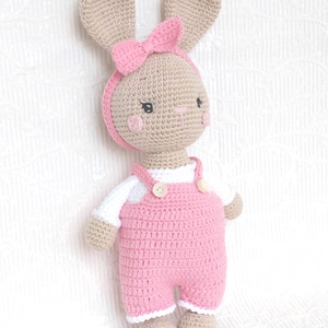 Nyuszi baba - rózsaszín nadrágban - öltöztethető - amigurumi - horgolt nyuszi - játék & sport - plüssállat & játékfigura - nyuszi - Meska.hu