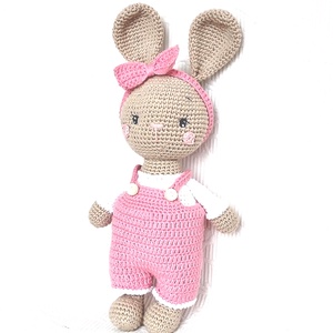 Nyuszi baba - rózsaszín nadrágban - öltöztethető - amigurumi - horgolt nyuszi - játék & sport - plüssállat & játékfigura - nyuszi - Meska.hu