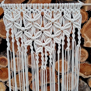 Virágos makramé (csomózott) falidísz - otthon & életmód - dekoráció - fali és függő dekoráció - falra akasztható dekor - Meska.hu