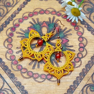 Napocska,makramé fülbevaló  - ékszer - fülbevaló - karika fülbevaló - Meska.hu