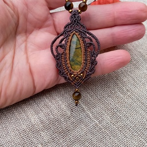 Pietersit köves makramé nyaklánc  - ékszer - nyaklánc - medálos nyaklánc - Meska.hu