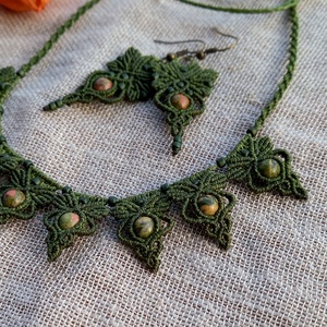 Oliva/unakit makramé ékszerszett, Ékszer, Ékszerszett, Csomózás, MESKA