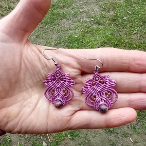 Lili / viola makramé fülbevaló  - ékszer - fülbevaló - lógó fülbevaló - Meska.hu