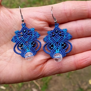 Lili /  hegyikristály makramé fülbevaló  - ékszer - fülbevaló - lógó fülbevaló - Meska.hu