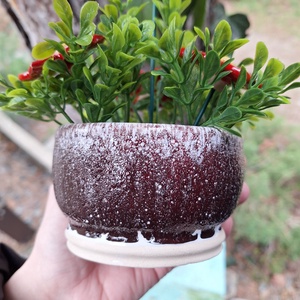 Kerámia dekor virágbox - Bordó színű - otthon & életmód - dekoráció - virágdísz és tartó - virágbox, virágdoboz - Meska.hu