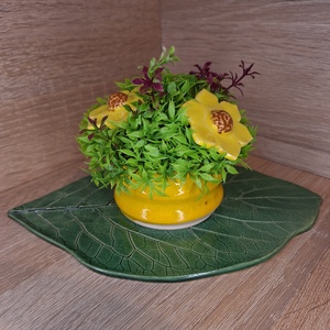 Kerámia virágbox - Kicsi sárga - Meska.hu