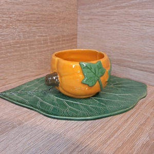 Őszi tök kaspó - kicsi, Otthon & Életmód, Dekoráció, Virágdísz és tartó, Cserép & Kaspó, Agyagozás, Kerámia, MESKA