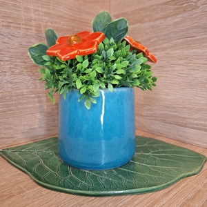 Valentin napi Kerámia virágbox - Türkizkék 3, Otthon & Életmód, Virágdekoráció, Virágok, Virágbox, Agyagozás, Kerámia, MESKA