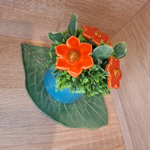 Valentin napi Kerámia virágbox - Türkizkék 3 - otthon & életmód - virágdekoráció - virágok - virágbox - Meska.hu