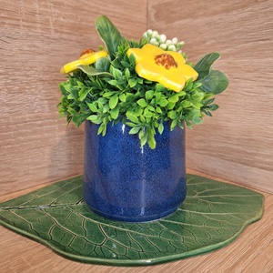 Valentin napi Kerámia virágbox - Sötétkék 2, Otthon & Életmód, Virágdekoráció, Virágok, Virágbox, Agyagozás, Kerámia, MESKA