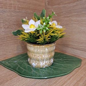 Valentin napi Kerámia virágbox - Arany, Otthon & Életmód, Virágdekoráció, Virágdíszek, Virágdísz kaspóban, Agyagozás, Kerámia, MESKA