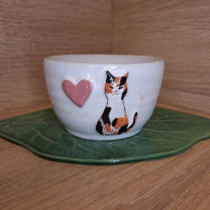 Valentin napi cicás csésze 6, Otthon & Életmód, Konyhafelszerelés, tálalás, Tálalás, Bögre & Csésze, Agyagozás, Kerámia, MESKA