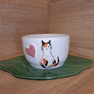 Valentin napi cicás csésze 7, Otthon & Életmód, Konyhafelszerelés, tálalás, Tálalás, Bögre & Csésze, Agyagozás, Kerámia, MESKA