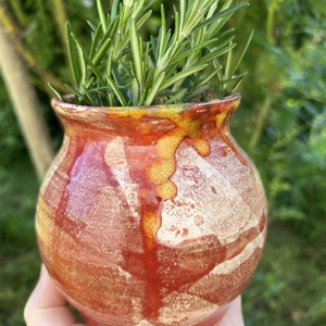 Tűzvörös Raku Váza - otthon & életmód - dekoráció - virágdísz és tartó - váza - Meska.hu