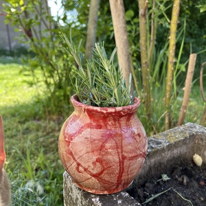 Tűzvörös Raku Váza - otthon & életmód - dekoráció - virágdísz és tartó - váza - Meska.hu
