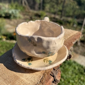 Egyedi kézzel készült csésze és alátét , Otthon & Életmód, Konyhafelszerelés, tálalás, Tálalás, Bögre & Csésze, Kerámia, MESKA