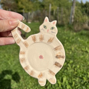 Macskás kerámia mécsestartó. Aranyos, kézzel készített ajándék.  Tealight gyertyához, Esküvő, Dekoráció, Gyertya & Gyertyatartó, , MESKA