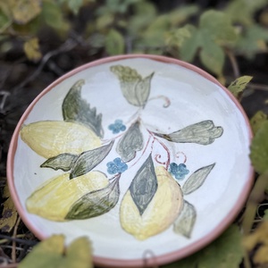 Kézzel készített kerámia tányér   Citromkert 17 cm - otthon & életmód - konyhafelszerelés, tálalás - tálalás - tányér & étkészlet - Meska.hu