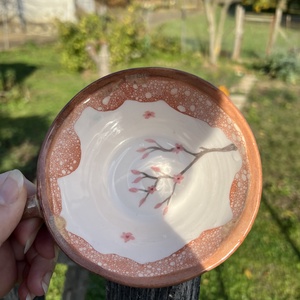 Kézzel készített kerámia bögre  Tavaszi ág 250 ml - Meska.hu