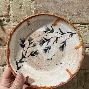 Japán stílusú kézzel festett kerámia tál  Csend és szél  15 cm - otthon & életmód - konyhafelszerelés, tálalás - tálalás - tányér & étkészlet - Meska.hu