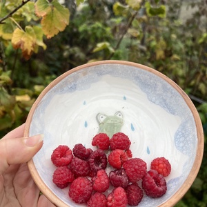 Kézzel festett kerámia tál  Béka  15 cm - otthon & életmód - konyhafelszerelés, tálalás - tálalás - tányér & étkészlet - Meska.hu