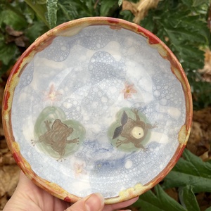 Kézzel festett kerámia tál  Vidám békák  15 cm, Otthon & Életmód, Konyhafelszerelés, tálalás, Tálalás, Tányér & Étkészlet, Kerámia, MESKA