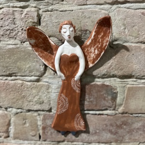 Kézzel készített kerámia falidísz  Angyal, Otthon & Életmód, Dekoráció, Fali és függő dekoráció, Falra akasztható dekor, , MESKA