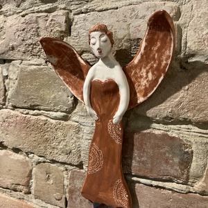 Kézzel készített kerámia falidísz  Angyal - otthon & életmód - dekoráció - fali és függő dekoráció - falra akasztható dekor - Meska.hu