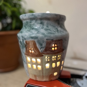 Kézzel készült kerámia mécsestartó  17 cm magas - otthon & életmód - gyertya, illat, aroma - mécses és mécsestartó - Meska.hu