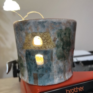 Kézzel készült kerámia mécsestartó  8,5 cm magas - otthon & életmód - gyertya, illat, aroma - mécses és mécsestartó - Meska.hu