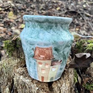 Kézzel készült kerámia mécsestartó  17 cm magas - otthon & életmód - gyertya, illat, aroma - mécses és mécsestartó - Meska.hu