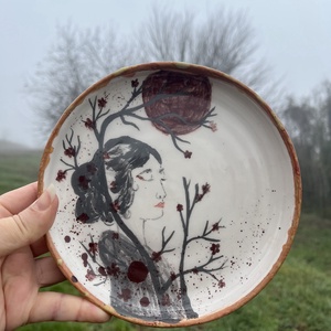 Kézzel festett egyedi kerámia tányér - Zen harmónia 17 cm - otthon & életmód - konyhafelszerelés, tálalás - tálalás - tányér & étkészlet - Meska.hu