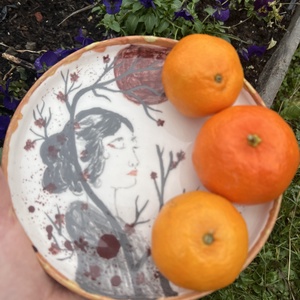 Kézzel festett egyedi kerámia tányér - Zen harmónia 17 cm - otthon & életmód - konyhafelszerelés, tálalás - tálalás - tányér & étkészlet - Meska.hu