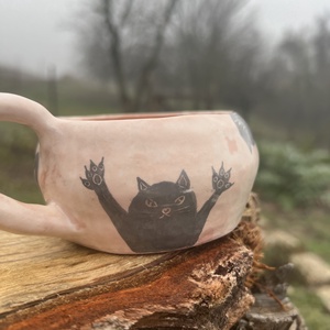 Macskajaj � Kézzel festett egyedi kerámia bögre (360� macskaélmény) - otthon & életmód - konyhafelszerelés, tálalás - tálalás - bögre & csésze - Meska.hu