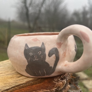 Macskajaj � Kézzel festett egyedi kerámia bögre (360� macskaélmény) - otthon & életmód - konyhafelszerelés, tálalás - tálalás - bögre & csésze - Meska.hu