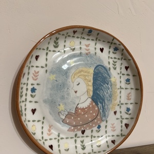 Angyalos keramia tanyer � Kedves ajandek Nevnapra vagy Szulinapra - otthon & életmód - konyhafelszerelés, tálalás - tálalás - tányér & étkészlet - Meska.hu