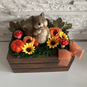 Mókusos asztaldísz, Otthon & Életmód, Dekoráció, Asztal és polc dekoráció, Asztaldísz, Virágkötés, MESKA