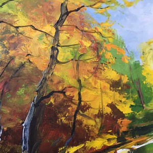 Őszi jegenyék c. Kortárs olajfestmény - művészet - festmény - olajfestmény - Meska.hu