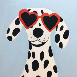 Egy pöttynyi szerelem c. Modern kutyás festmény - Meska.hu