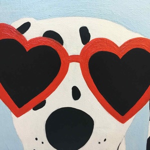 Egy pöttynyi szerelem c. Modern kutyás festmény - művészet - festmény - akril - Meska.hu