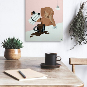 Nehéz reggel c. Modern kutyás festmény - művészet - festmény - akril - Meska.hu