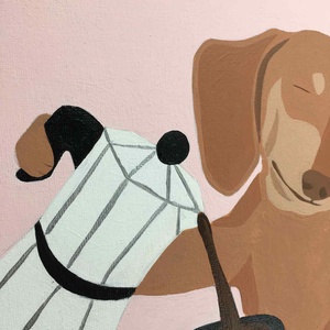 Nehéz reggel c. Modern kutyás festmény - művészet - festmény - akril - Meska.hu