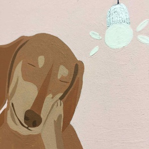 Nehéz reggel c. Modern kutyás festmény - művészet - festmény - akril - Meska.hu