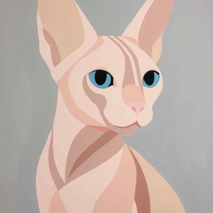 Kék tekintet c. Modern cicás festmény, Művészet, Festmény, Akril, Festészet, MESKA