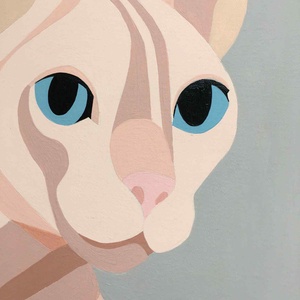 Kék tekintet c. Modern cicás festmény - művészet - festmény - akril - Meska.hu