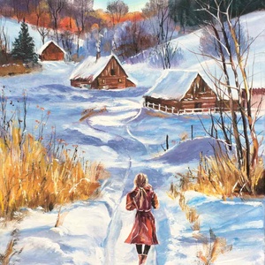 Decemberi séta c. Kortárs olajfestmény, Művészet, Festmény, Olajfestmény, Festészet, MESKA