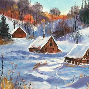 Decemberi séta c. Kortárs olajfestmény - művészet - festmény - olajfestmény - Meska.hu