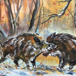 Téli párharc c. Kortárs olajfestmény - művészet - festmény - olajfestmény - Meska.hu